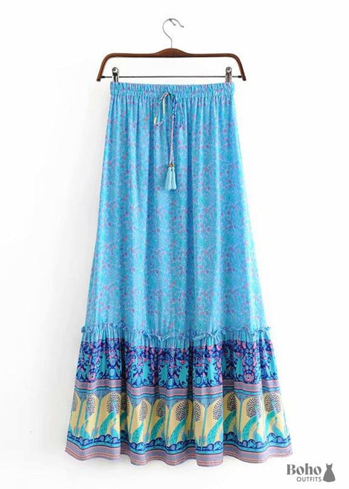 Boho Skirts in Blue Peacock For Women